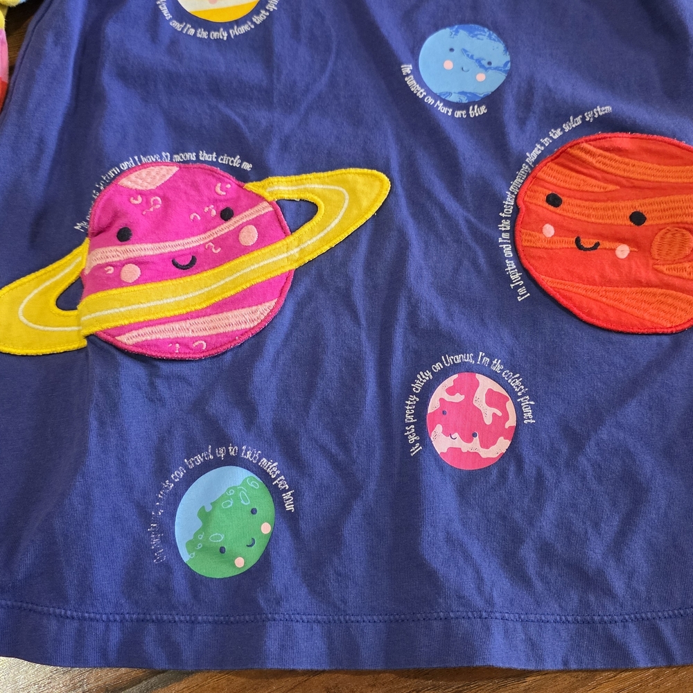 Mini Boden Blue Dress with Colorful Planet Design - Picture 3 of 10
